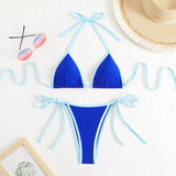 2025 New Solid-Colored Lady Split Sexy Triangle Bikini With Beach Hot Spring