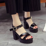 Sandals Coarse Heel With A Toe White Sandals Female Roman Style Waterproof Table High Heel Women's