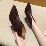 Spring and Autumn New Fashion Solid Color Plaid Leather Top Pointed V-shaped Outwear Women High Heels Women's