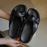 designer cross band leather knot slippers women mixed color platform sandals thick bottom summer beach slides woman