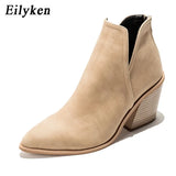 Autumn Winter Casual Western Cowboy Ankle Boots Women Snake Cowgirl Booties Short Cossacks Botas High Heels