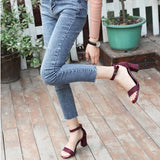 Women 2023 Summer Fashion Sandals Medium High Heel Block Heel Sandals Outdoor Fashion Sandals Women Heels Black Red