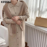 autumn winter loose long sweater dress women split side long oversize maix sweater dress female basic