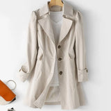 New Autumn Women Khaki Long Trench Coat Casual Female Streetwear Slim Fit Korean Style Windbreaker Single Breasted
