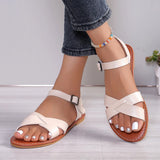 Large Flat-Soled Sandals For Women In Summer, The New Round-Headed Open-Toed One-Word Buckle Wears A Size 43