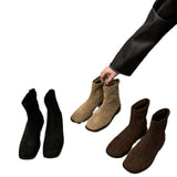 Breakj Velvet Skinny Short Boots Women's Shoes 2025 New Autumn And Winter Martin Boots Square Head Korean Small Ankle