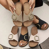 Breakj Summer Net Red New Fashion Wear Anti-Slip Cork Toeside Beach Women's Shoes Large