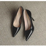 Breakj High-Heeled Women 2025 New Small Fragrant Temperament Tips Inside The Height Of High-Soled Shoes Patent Leather Single