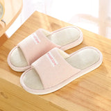 and Women Home Linen Slippers Home Indoor Non-slip Soft Bottom Summer Sandals Couple Four Seasons Cotton and