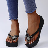 Summer Sandals Ladies Casual Flip Flops Crystal Butterfly Platform Open Toe Thick Bottom Slippers Beach Zapatos De