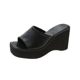 Breakj Summer New Rosin Platform Thick High Heel Wedge Slippers Large Size Women's