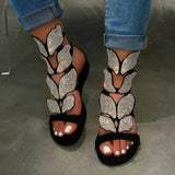 Drill Flat Bottom Clasp Large Size Women's Sandals At