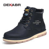 2022 Newest Autumn Winter Ankle Warm Boots Quality PU Leather Men Casual Working Shoes Vintage Style Lace Up Men
