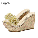 Rhinestone Wedges Sandals Women 2021 New Summer Sexy Trifle Slides Casual Beading Open Toe Female Sandals Platform