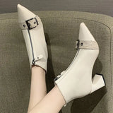 Modern Boots Fashion Pointed Convenient Zipper Ladies Mid Heel Pumps Boots Leisure Ankle Boots Black Women's