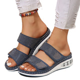 New Summer Ladies' Thick-Soled Slippers Water Drill With Air Cushion Slope Heel Large Size