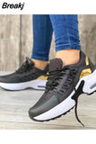 Women Summer Sneakers Breathable Mesh Patchwork Vulcanized Shoes Lace-Up Wedges Casual Running Sports Platform