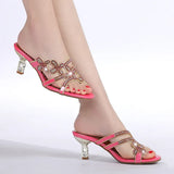 Slippers In The Summer Of 2024 Women's Fishmouth Shoes With Diamond Stilettos And Diamond Slippers Are Worn