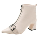 Modern Boots Fashion Pointed Convenient Zipper Ladies Mid Heel Pumps Boots Leisure Ankle Boots Black Women's