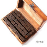 Number Alphabet Combination Letter Stamp Diary Ablum Wedding Letter Wood Rubber Stamp Set with Vintage Wooden Box
