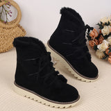 Breakj Size Snow Boots Women 2024 Autumn / Winter New Velvet And Thick Lace Warm Cotton Shoes Cotton Boots