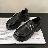 Sole Retro Metal Buckle Small Leather Shoes Female 2024 Spring And Autumn New Fashion With Black Foot Pedal British