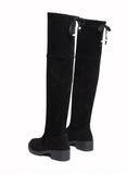 Winter Women's Boots Fashion Lace-Up Mid-heel Women's Boots Round Toe Square Heel PU Over The Knee Boots Botas