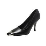 Star style Women Pumps Fashion Metal Square toe Stiletto High heels Spring Autumn Patent leather Elegant Prom Dress