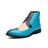 Leather Boots Men Ankle Boots Splicing Business Shoes Fashion Microfiber Leather Shoes Big Size