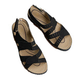 Summer New Sandals Thick Soles Hollowed-Out Slope With Roman Velcro Pure Color Breathable Open-Toed Women's