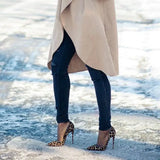 High Heels Shoes Women Pumps Flock Leopard Print Sexy Stilettos 10 12cm Party Heeled Designer Shoes Plus Big