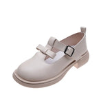 Leather Mule Shoes Loafers Black Buckle Strap Round Toe Thick Heels Platform Elegant Female Moccasins Mules Femme