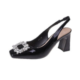 Breakj The Summer Of 2025, The New Fashion Water Drill Side-Buckled High-Heeled Women's Bag Sandals Coarse Heeled Women's