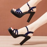 Woman Sexy High Heels Ladies Summer Dress Shoes For Women 2022 Female Leather Platform Wedge Heel Elegant Sandal 32 35 36 37