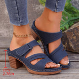 Breakj Women 2025 Hollowed-In-Broken Heel Large Women's Shoes Thick Soles Casual Type Cool Slippers
