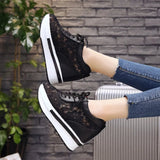Breakj Women's Shoes 2023 New Summer Fashion Lace Breathable Mesh Gauze Cake Shoes Light And Comfortable Casual Shoes