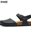 2023 New Summer Women Cork Slippers Buckle Non-slip Casual Closed Toe Sandals