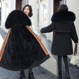 Winter Jacket Women Thick Parkas Long Fur Liner Hooded Winter Coat Women Cotton Padded Jacket Gilrs Jaqueta