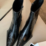 Breakj Design 2025 Autumn And Winter New Small Square Head Thick Heel High Heel Boots Martin Boots High Heels High Heels Fashion