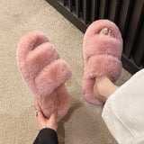 Breakj Thick-Bottomed Fur Slippers Wearing Autumn New Fashion Slope And Loose Cake Bottom-Size Cotton