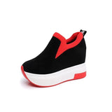 Platform Wedges Casual Female Sneakers 2022 Women Comfortable Shallow Rubber Vulcanize Shoes Black Autumn Loafers 10cm