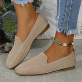 Breakj Size Casual Shoes Female Spring And Summer New Single Shoes Square Head Flat Fly Woven Lazy