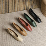 toe genuine leather flats women candy color V open moccasins soft bottom shallow mouth loafers for woman mules work