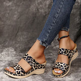 Breakj Round Head Leopard-Snake High-Shoe Women's Slope And Slippers 2025 Summer New Large-Size