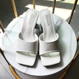 2020 New Brand Women Slipper Summer Outdoor Sandal Square High Heel Slip On Flip Flop Elegant Women Slides