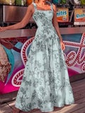 Summer 2022 Lady Elegant Beautiful Party Dresses Sexy Sleeveless Beach Sling Dress Women Fashion Vintage Printed Boho Long