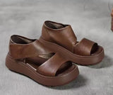 Breakj New Roman Sandals 2023 Retro Platform Increased And Light Open Toe Side Empty Velcro Fashion Casual