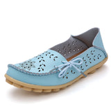 Shoes Genuine Cow Leather Soft Comfy Ladies Flat Shoes Outdoor Candy Colors Ballet Women Footwear Lace-Up Zapatos