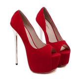 Sandals High Feeling Large-Size Shallow Mouth Waterproof Platform Hates Sky High And Thin Heels Red Fish Mouth High
