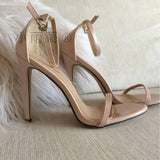 Breakj Women Gold Rhinestone Ankle Strap High Heels Sandals